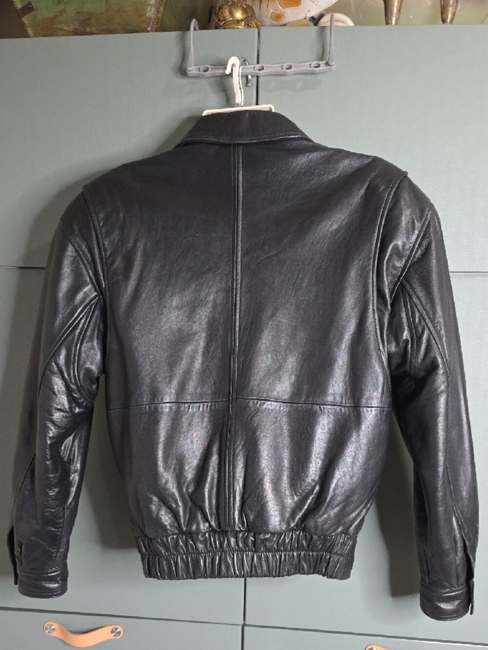 VTG Andrew Marc Black Leather Jacket Size Small Heavy Button Zip - Picture 5 of 8